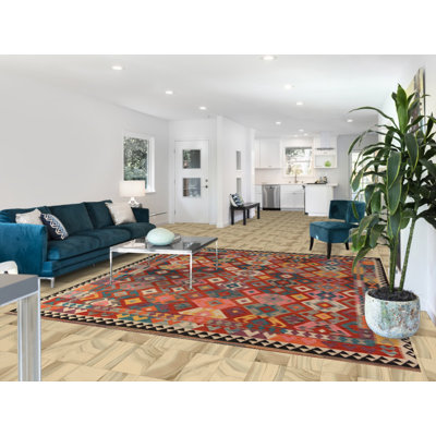 Tapis kilim à motif géométrique tissé à la main 8 x 10