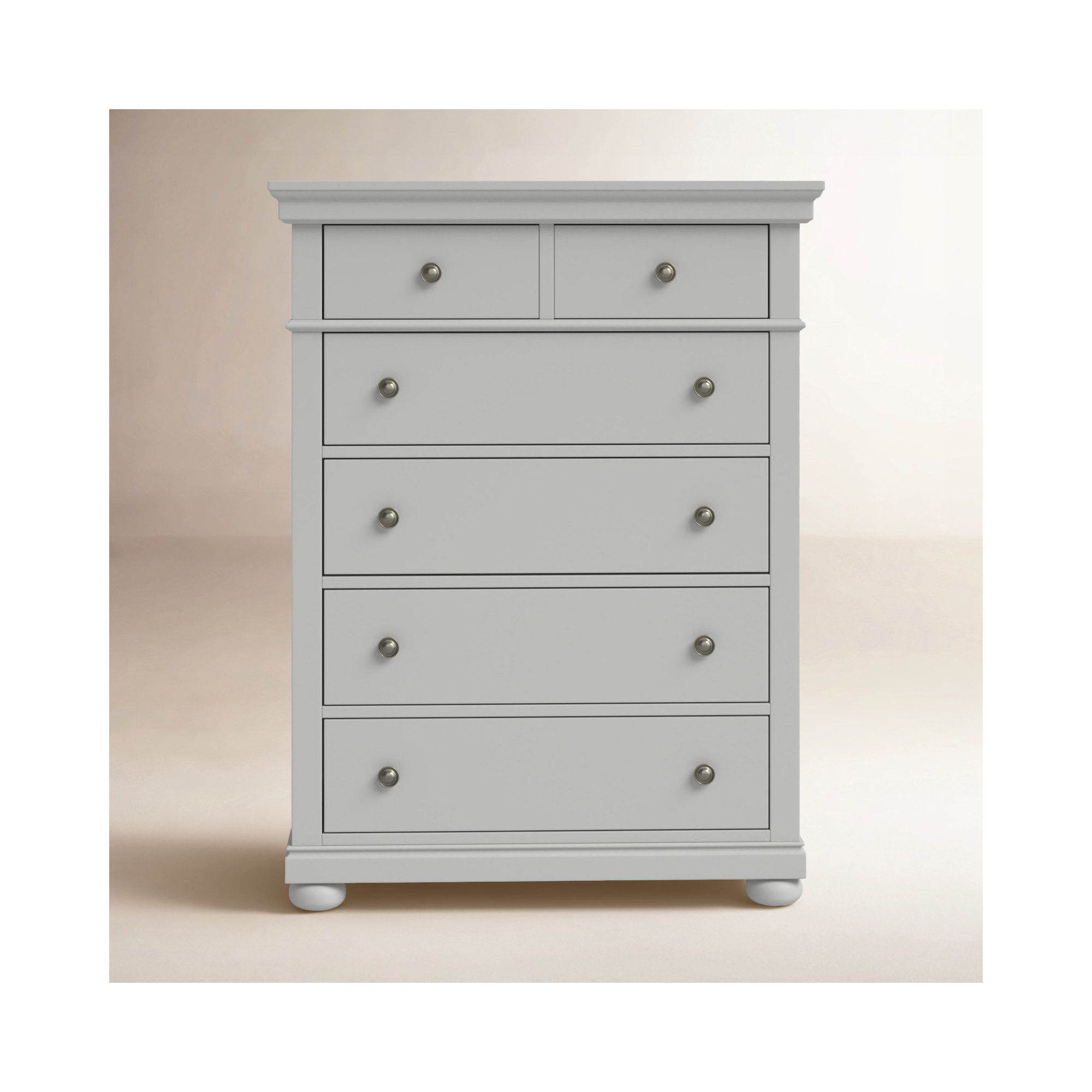 Canterbury 5 Drawer 38" W Solid Wood Chest, Natural White