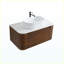 Meuble-lavabo mural 36 po en noyer avec lavabo, porte-serviettes gratuit, lavabo ovale en céramique rayé blanc, pré-assemblé-693420006-693420004