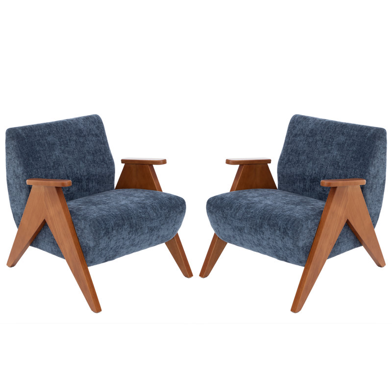 69.9Cm Wide Chenille Armchair, Blue Chenille