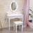 Modern Vanity Table with Mirrors and LED Light,2 in 1 Makeup Vanity Table Set with Chairs,Dressing Table with 5 Storage Drawers,3 Colors Lighting Modes