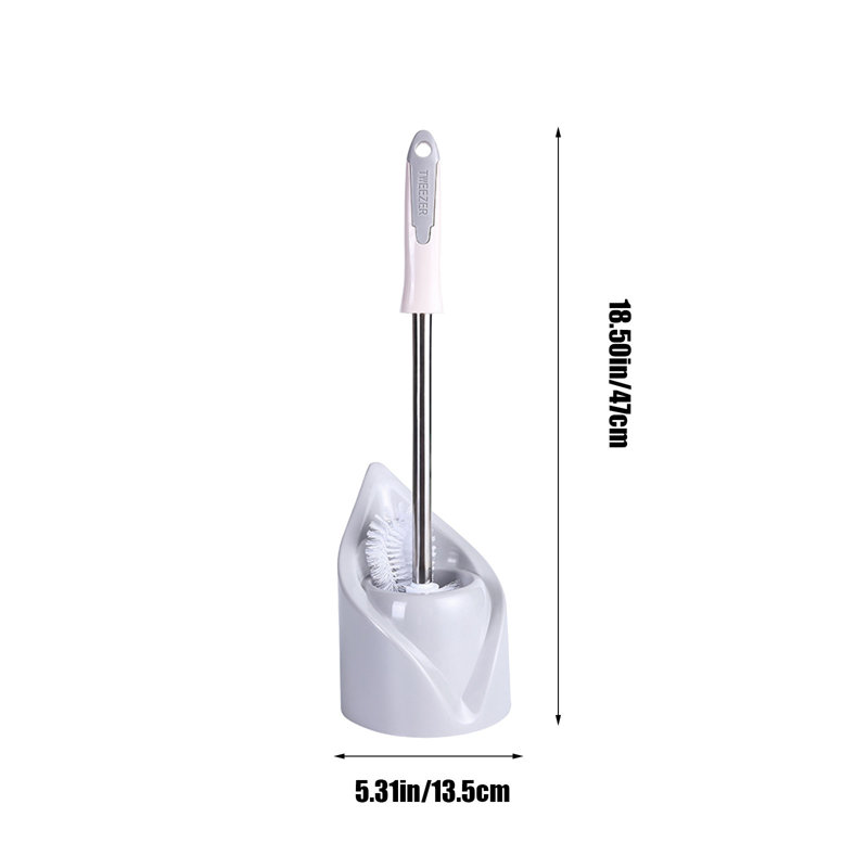 Brosse de toilette compacte moderne à poils longs, ensemble de brosse de nettoyage pour salle de bain, 18,9 x 5,1 x 5,1 po, gris