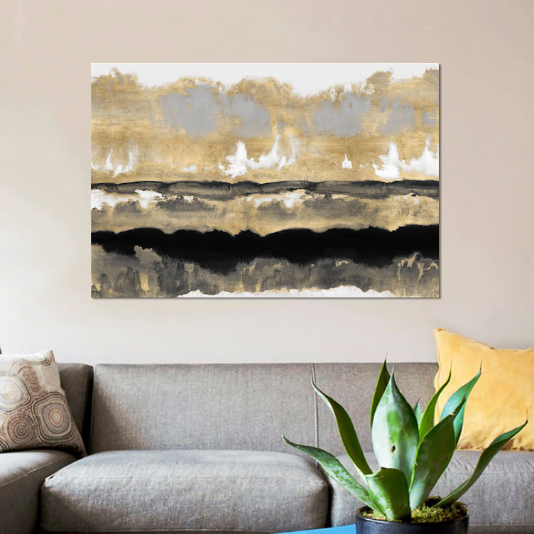 « golden ditons i », reproduction d’art sur toile tendue, H 18 po x l 26 po x P 1,5 po, Toile avec cadre noir, Pas de tapis