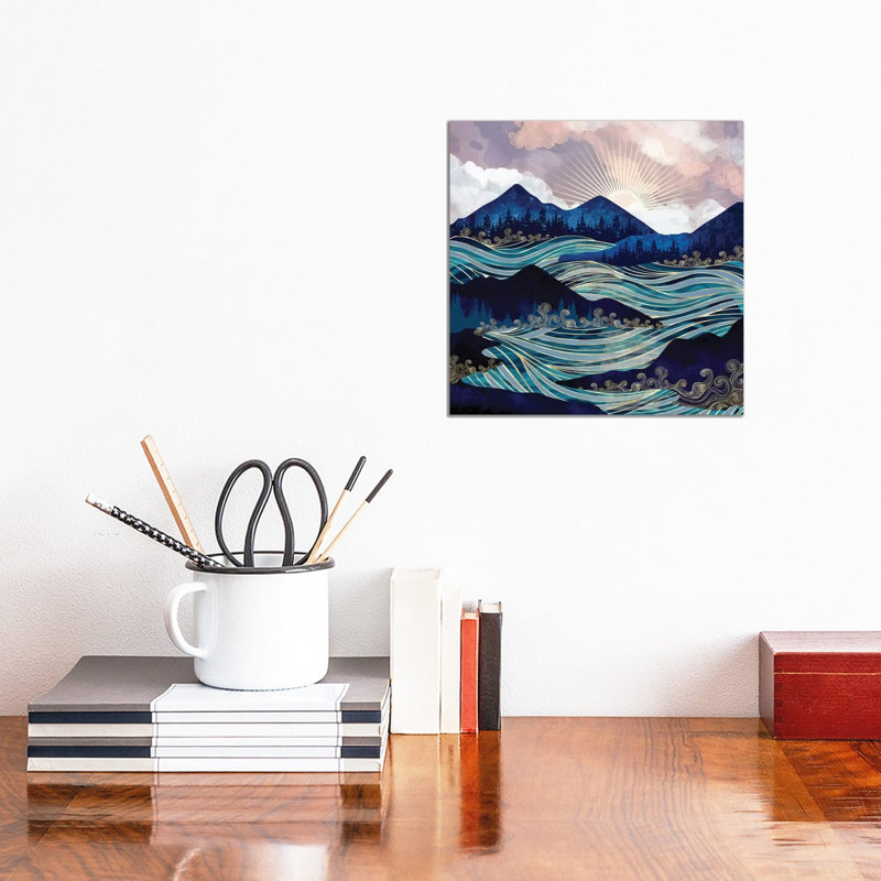 Ocean Sunrise - impression d'art graphique, Aucun mat, Toile tendue, H 12 po x l 12 po x P 0,75 po