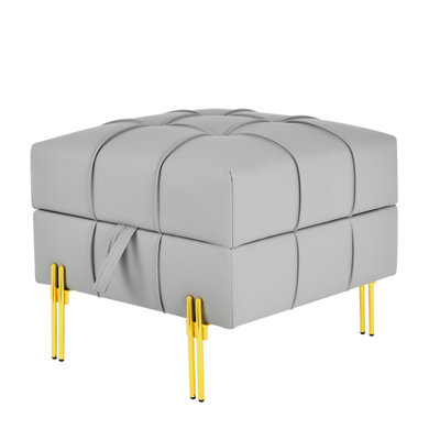 Scratch Leather Entryway Storage - 22 Inches, Gray With Golden Stainless Steel Legs, Pet- 22" Bench Legs