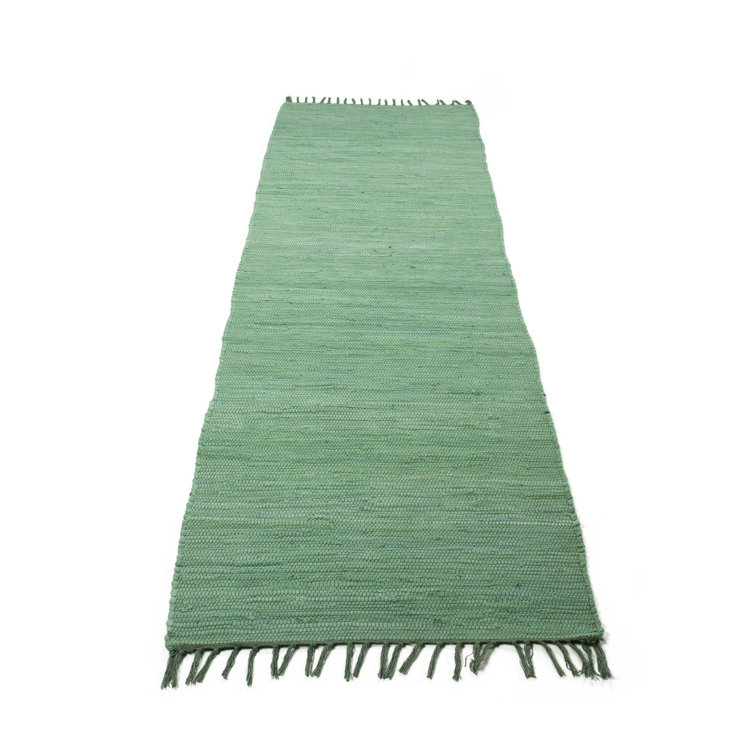 Chindi Uni Solid Colour Hand Crafted Hand Braided Green Area Rug