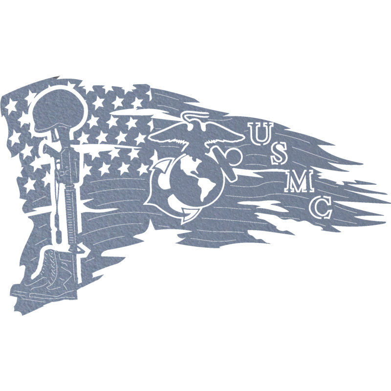 USMC Flag Wall Décor, 18.4" H x 30" W x 0.06" D, Silver