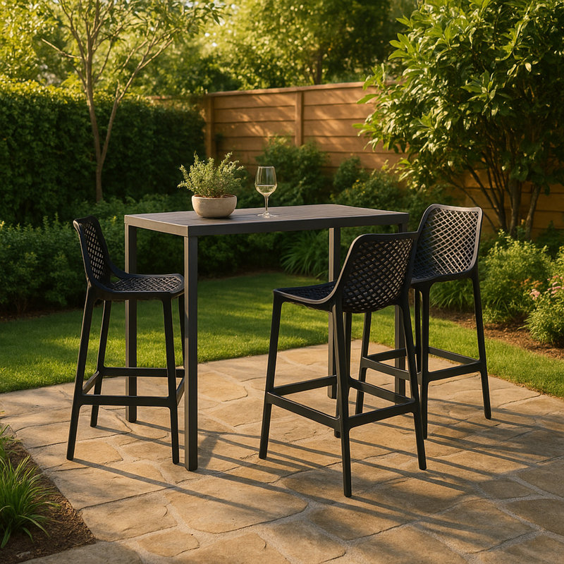Mykonos 38'' Patio Bar Stools, Black