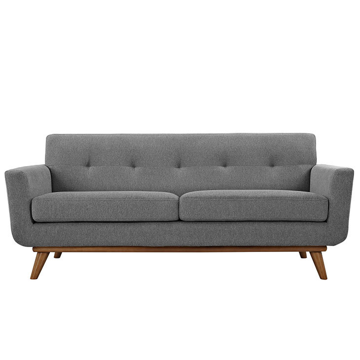 Modway Engage Upholstered Fabric Loveseat, Gray Performance Velvet