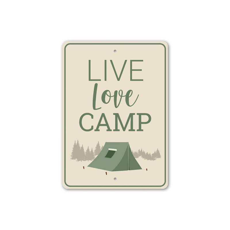 Plaque en aluminium Live Love Camp, H 14 po x l 10 po x P 0,04 po