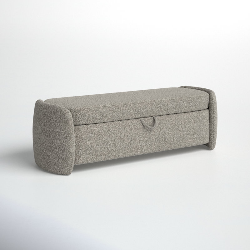 Kalevi 60" Boucle Storage Bench, Light Brown