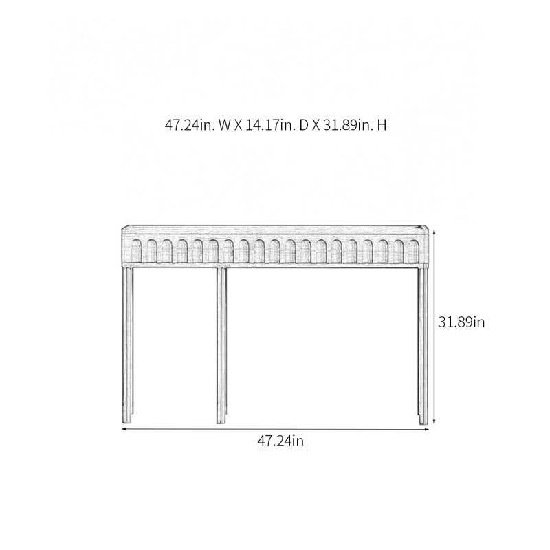 Console rétro avec 2 tiroirs, H 31,89 po x l 47,24 po x P 14,17 po