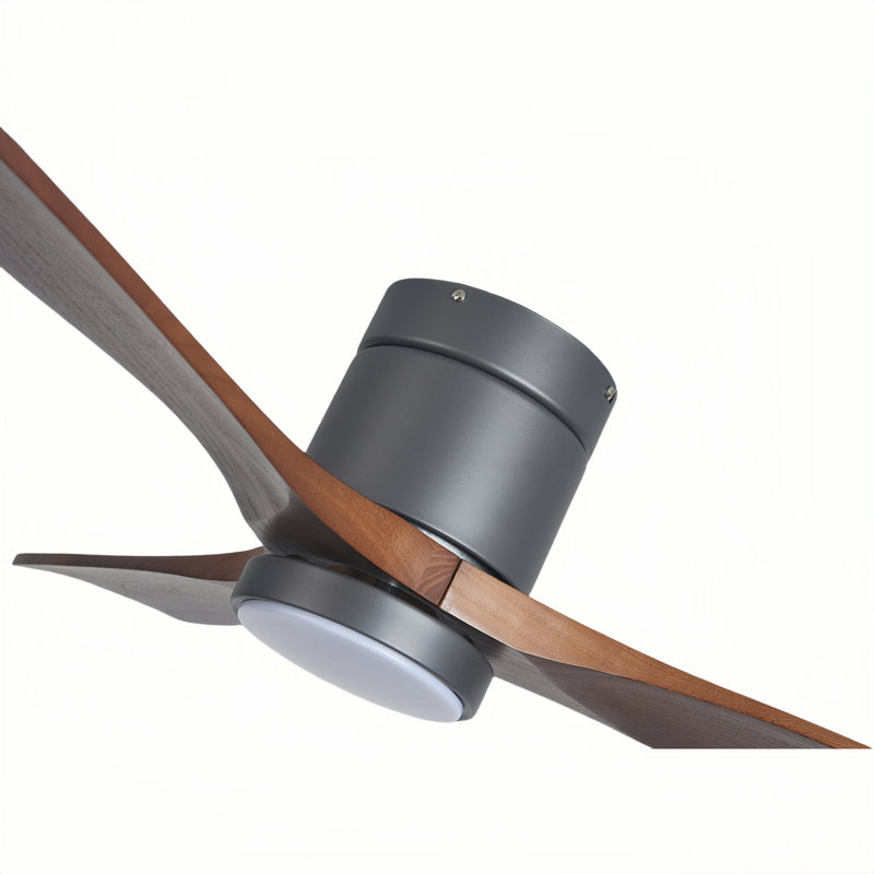 Ventilateur de plafond 42 po à 3 pales avec lumière et télécommande Ventilateur de plafond encastré moderne avec pales en bois massif avec minuteur réversible à 6 vitesses 3 couleurs