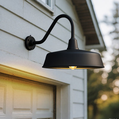 Bechard Black Finish Dusk To Dawn Outdoor Wall Barn Light