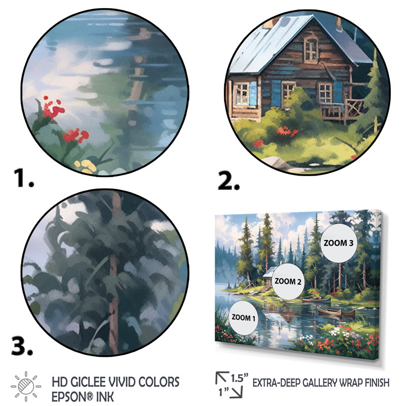 Rustic Refuge Lakehouse I sur impression sur toile, H 30 po x l 40 po x P 1,5 po, Cadre simple noir