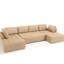 Lit de salon de 138,5 po, 6 modulaires avec combinaison de revêtement respirant kaki, 6, tissu, coussin de soutien