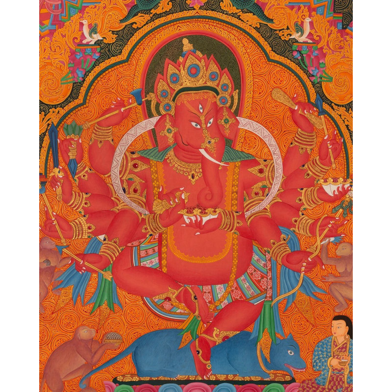 Red Nevari Ganesha (Brocadeless Thangka)