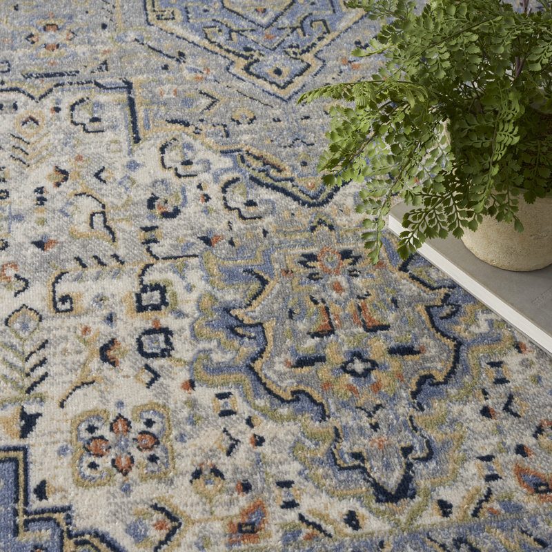 Nourison Essentials Persian Blue Indoor/Outdoor Area Rug, Rectangle 5' x 7'