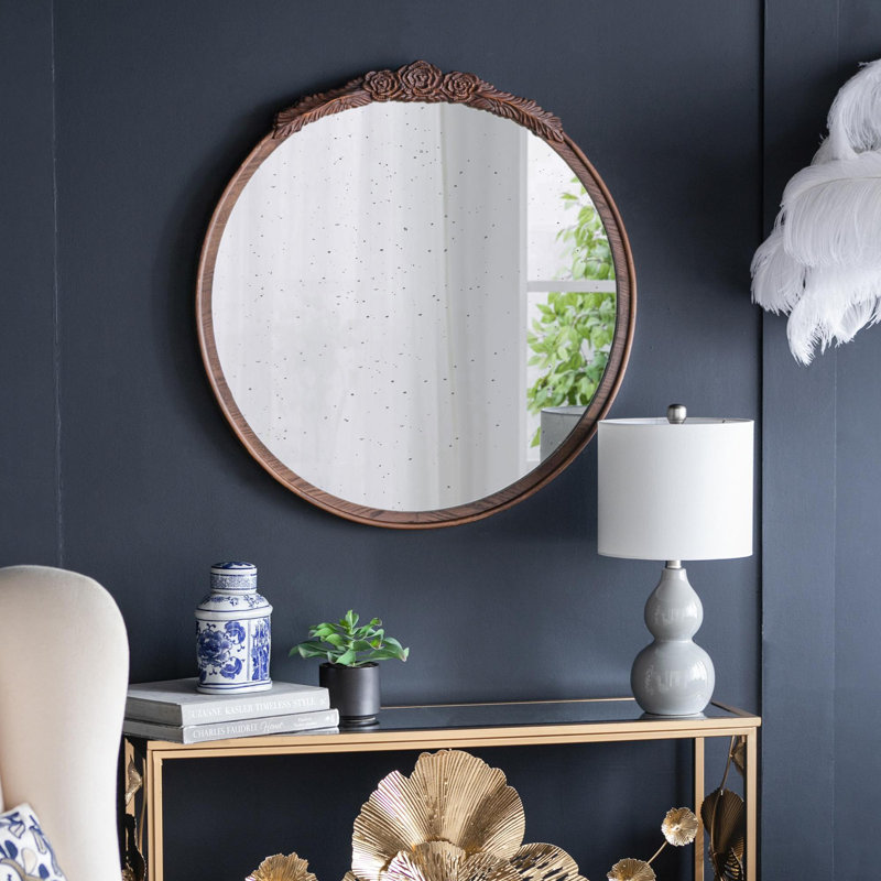 Manufactured Wood Frame Vertical Round Mirror