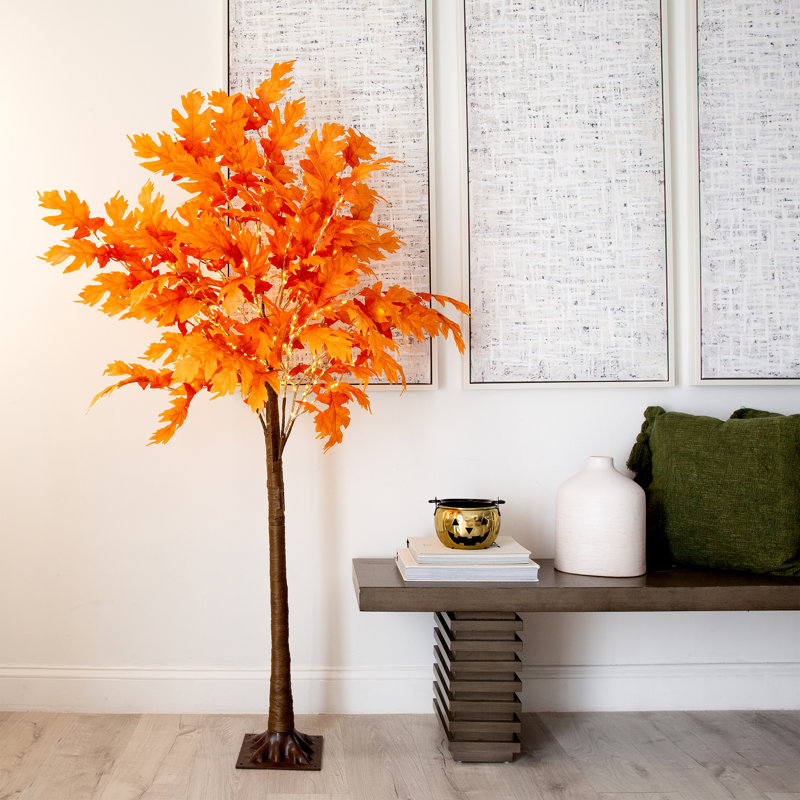 6 pi Arbre d'automne artificiel pré-éclairé avec 300 lumières DEL blanc chaud