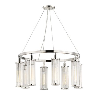 Marley 8 - Light Shaded Wagon Wheel Chandelier -  Hudson Valley Lighting, 9130-PN