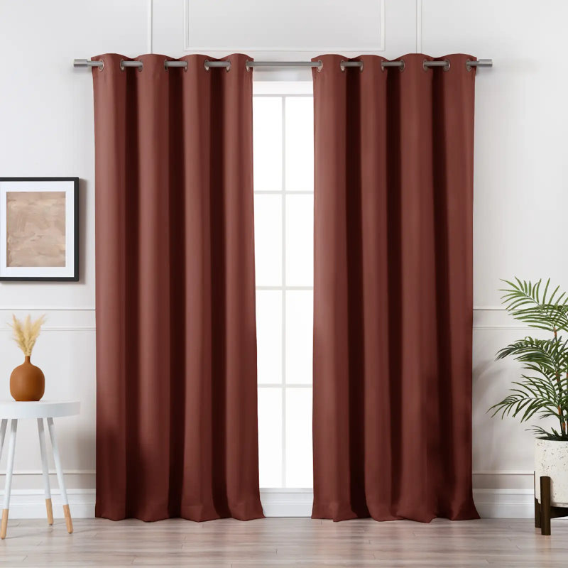 Adina Sevan Solid Thermal Grommet Curtain Panels, 52" W x 84" L, Chestnut