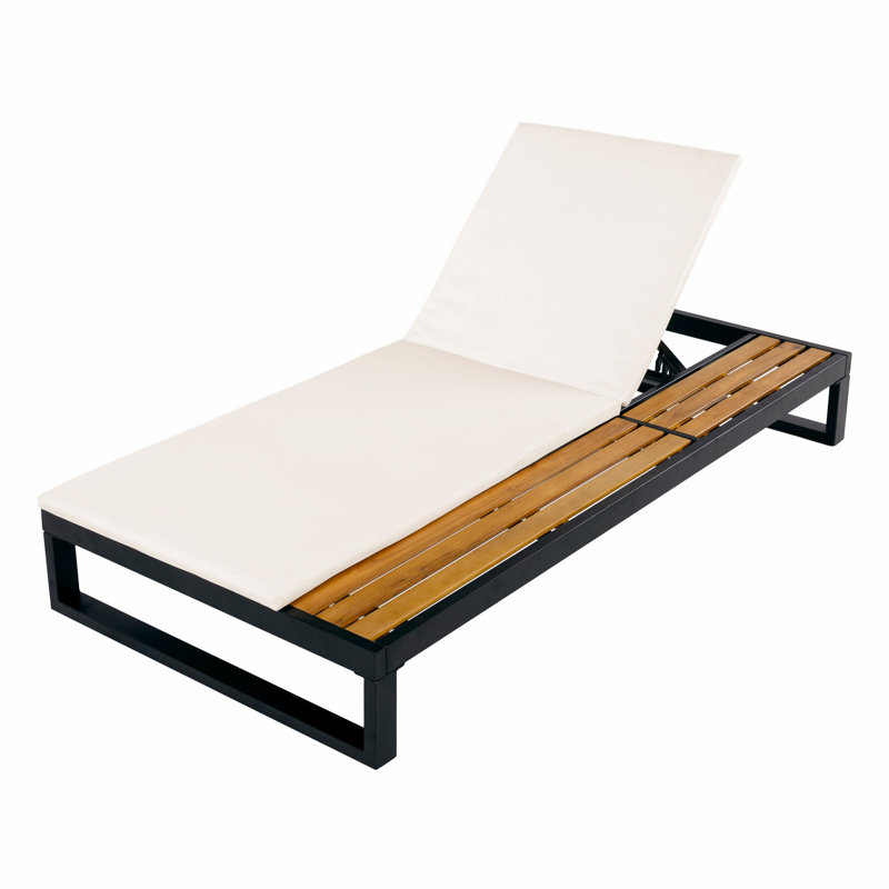 Chaise longue en fer avec coussin pour patio