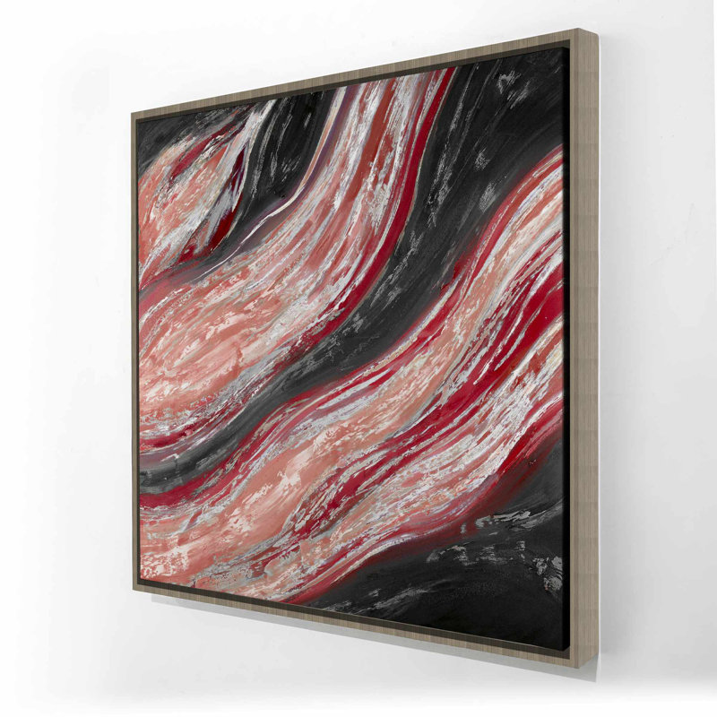 Toile encadrée «Red Wave» - décor de salon contemporain rouge