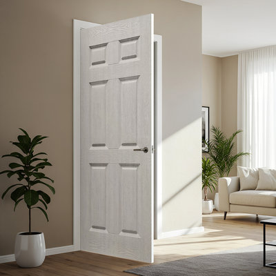 White Texture 6 Panel Hollow Core Composite Interior Door Slab