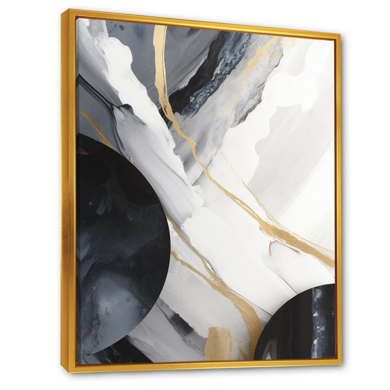 Harmonie noire et dorée du marbre I - reproductions d'art mural en marbre abstrait, H 20 po x l 12 po x P 1 po