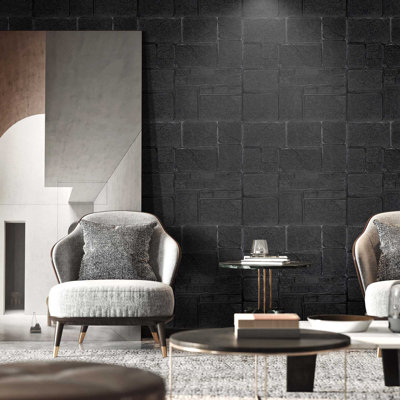 Charcoal Faux Bricks 3D Wall Panel, Peel And Stick Wall Sticker, Self-Adhesive Foam Wallpaper For Interior Design Wall Panelling Decor, 2.3Ft X 2.3Ft, 5.29 Sq Ft Each