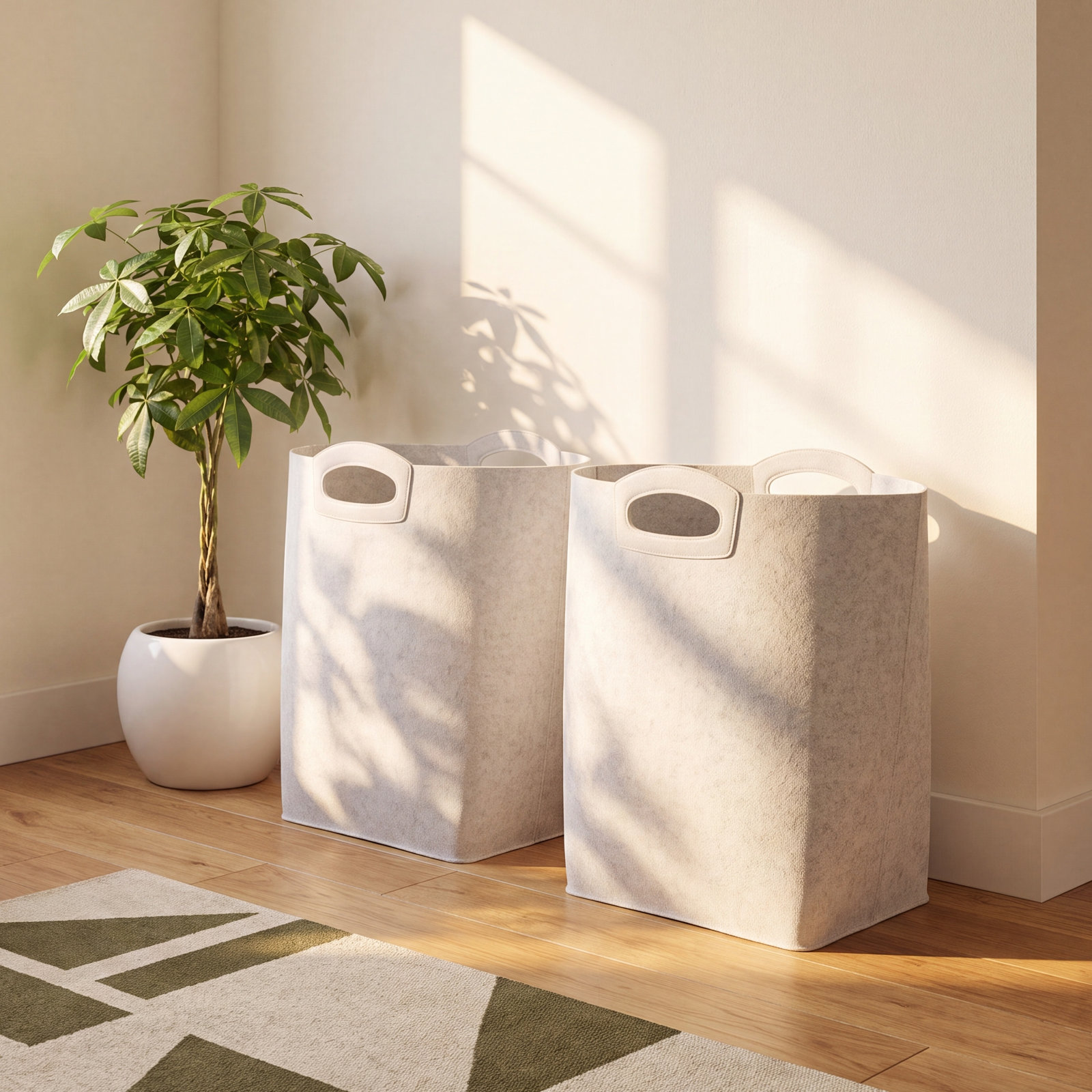 Felt Wool Storage Bin, Beige