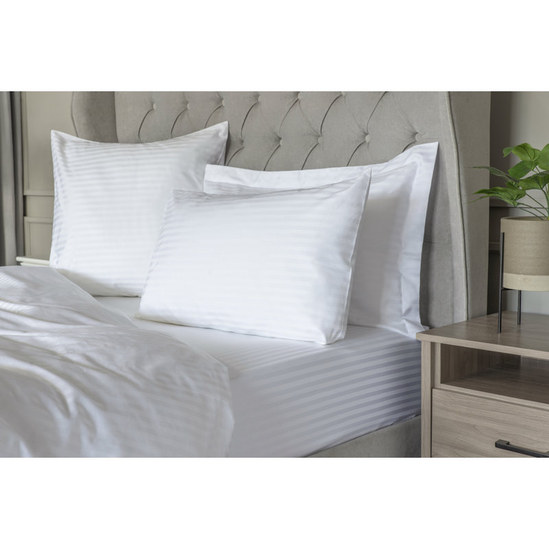 Plain Dye 540 TC Egyptian-Quality Cotton Sateen Fitted Sheet, White, Double (4'6)
