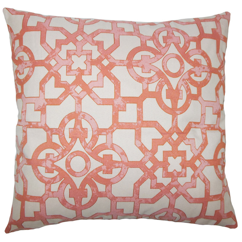 Garrick Geometric Reversible Throw Pillow, Geranium