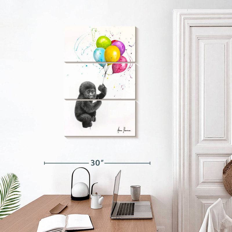 Bébé gorille et les ballons Brampt, H 32 po x l 20 po