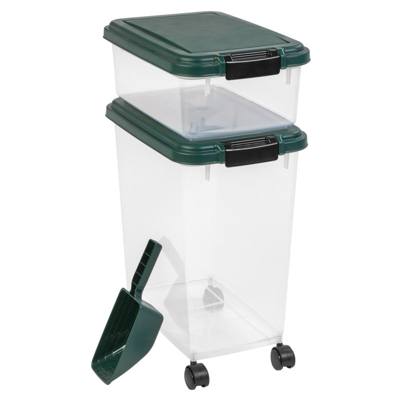 Green Airtight Plastic Pet Food Storage Container Combo with Scoop
