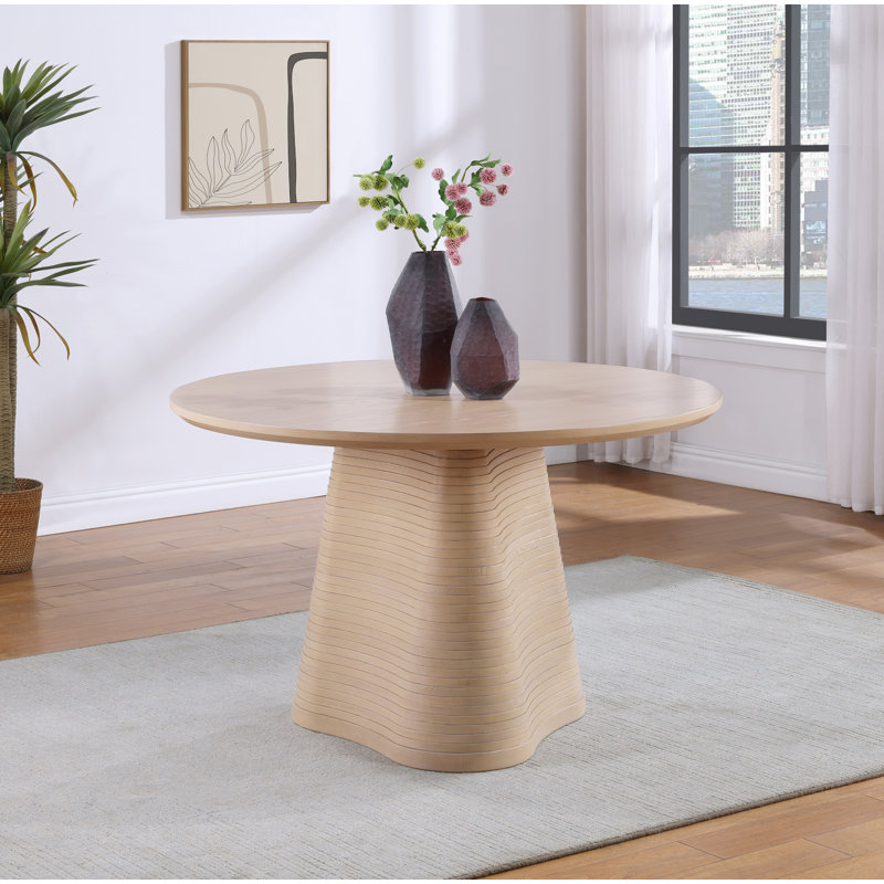 Izahia 48" Solid Wood Pedestal Dining Table, Natural