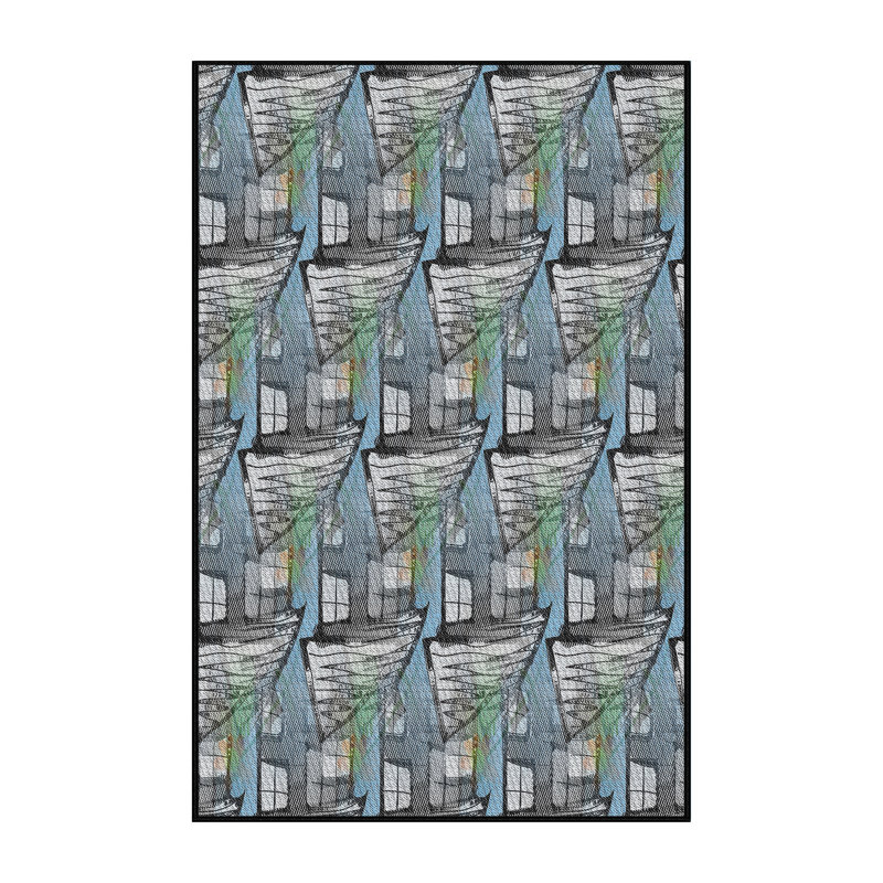 Tapis zone grise à motifs, Rectangle 2 pi x 5 pi