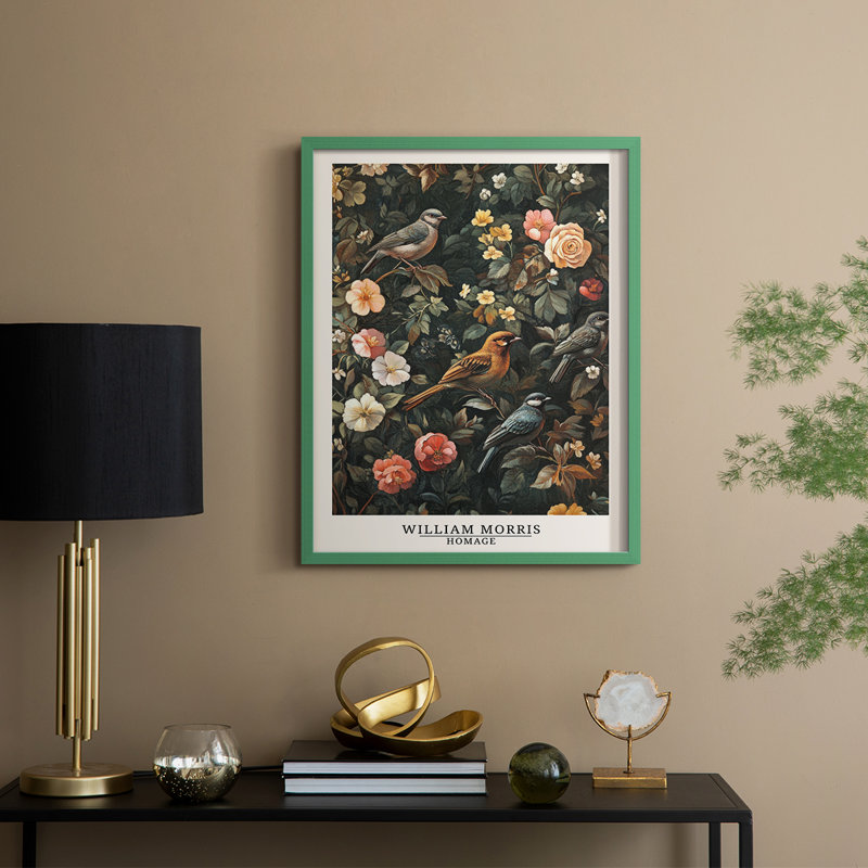 Imprimé encadré de la série «XXII» de William Morris - Bois massif, H 11 po x l 9 po, Vert