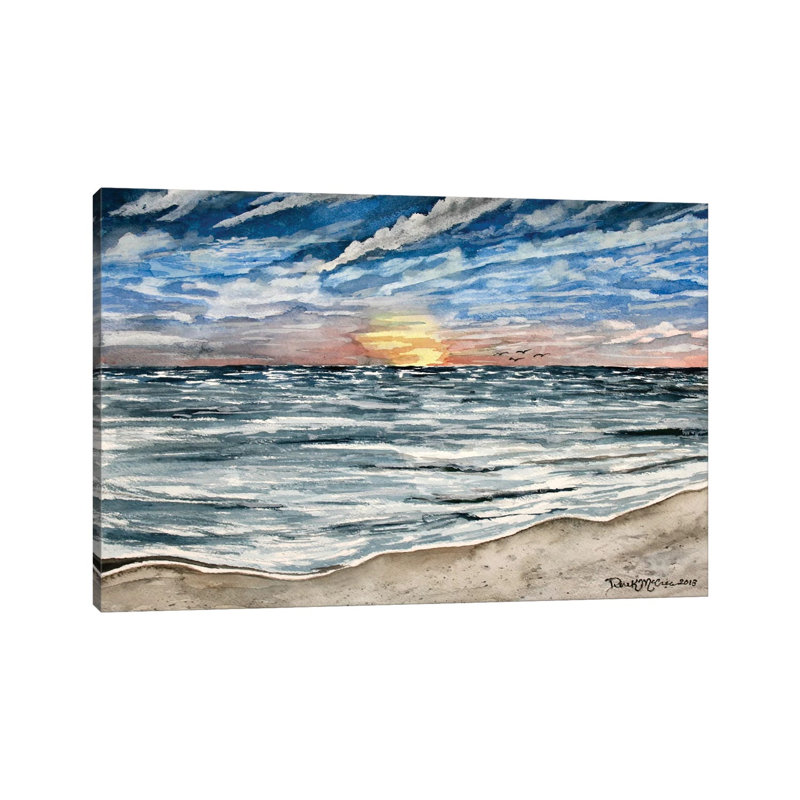Sunset Seascape by Derek McCrea - Wrapped Canvas Gallery-Wrapped Canvas Giclée, 20.32cm H x 30.48cm W