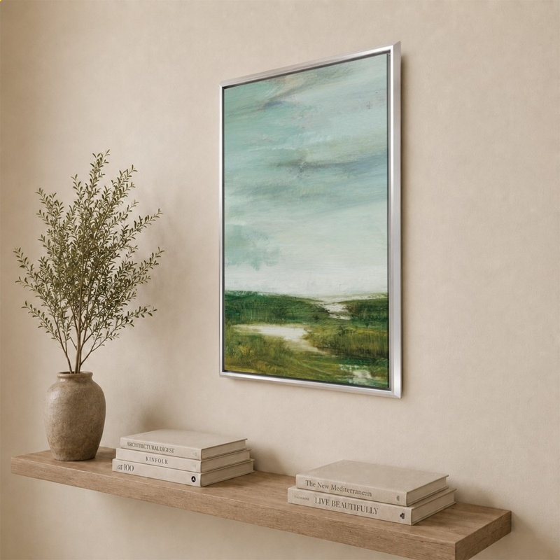 «The Path of Water» par Julia Purinton - Impression sur toile, 40" H x 28" W, Silver