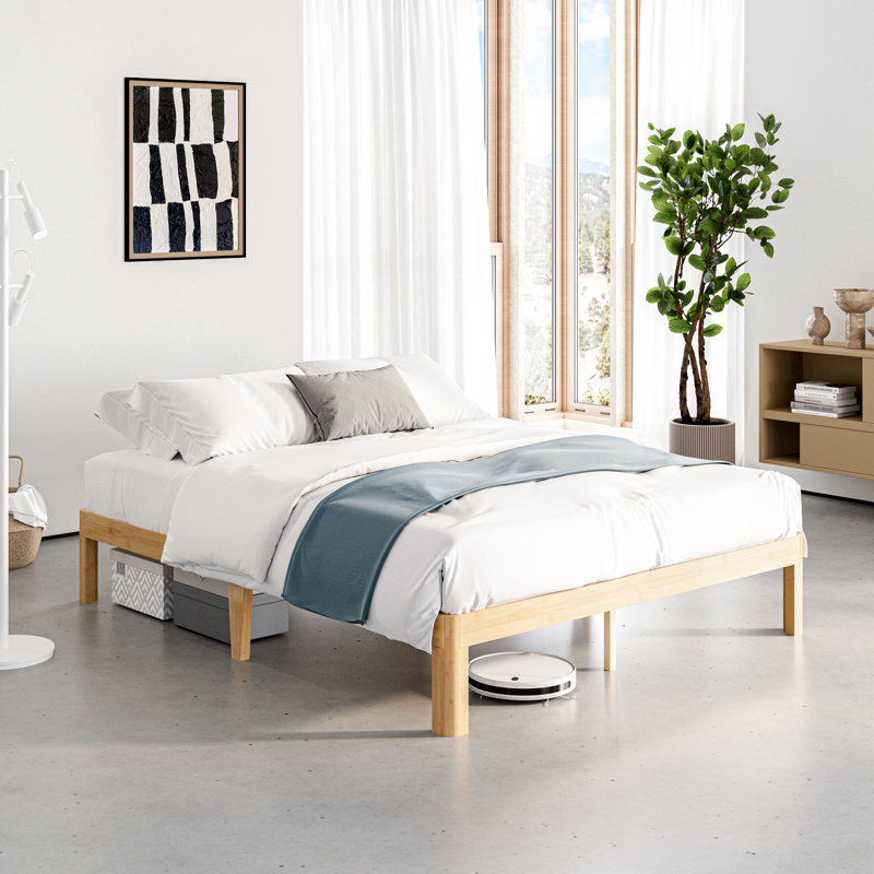 12" High Solid Wood Platform Bed, Easy Assembly, No Squeak, Queen