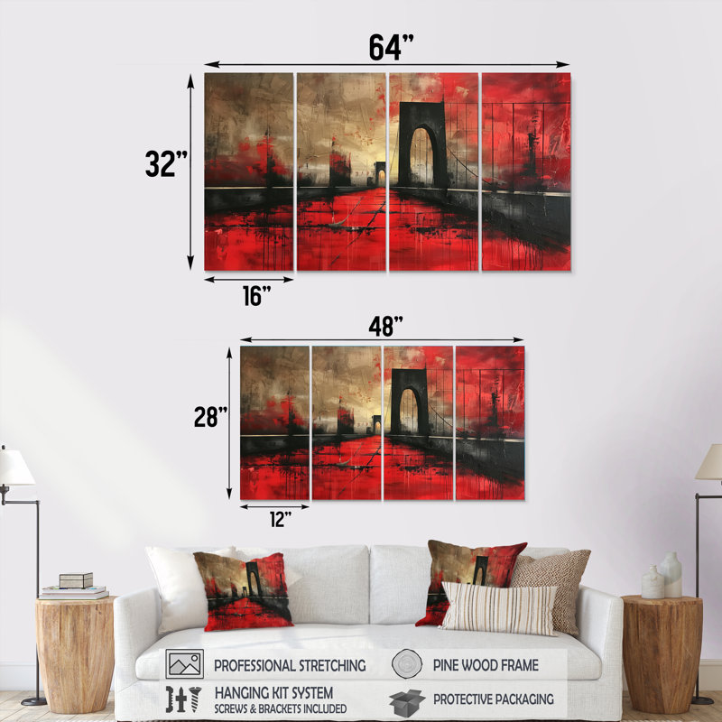 «Black Bridge», art mural noir, H 32 po x l 64 po