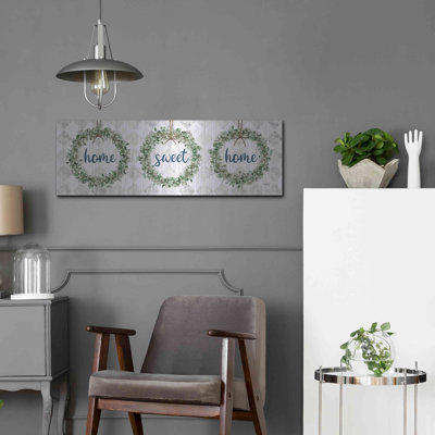 «Home Sweet Home Eucalyptus Wreaths» par Marla Rae, art mural en métal