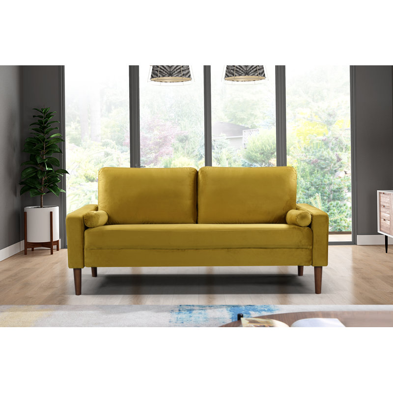 Adriano 71.65" Velvet Square Arm Sofa, Olive Tone Velvet