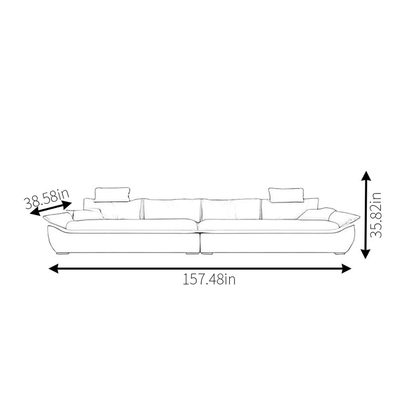 Canapé de luxe simple à lumière simple, H 35,82 po x l 157,48 po x P 38,58 po, 5