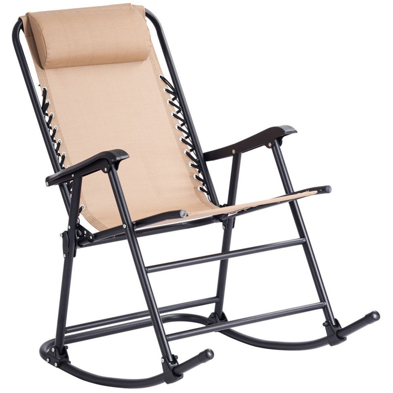 Chaise berçante d'extérieur à appui-tête pliable zéro gravité - bleu, Crème