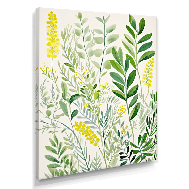 Illustration botanique rétro - feuilles, décoration murale, Toile tendue, H 44 po x l 34 po x P 1,5 po