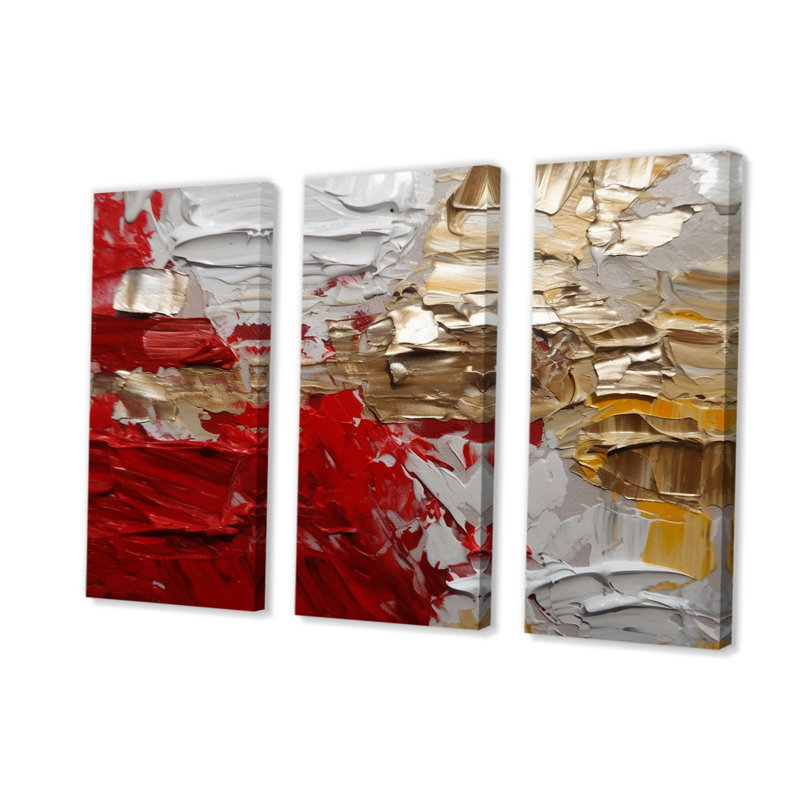 «Cardinal Sin Retro Delight Abstract Red & Gold», ensemble de reproductions d'art mural abstraites