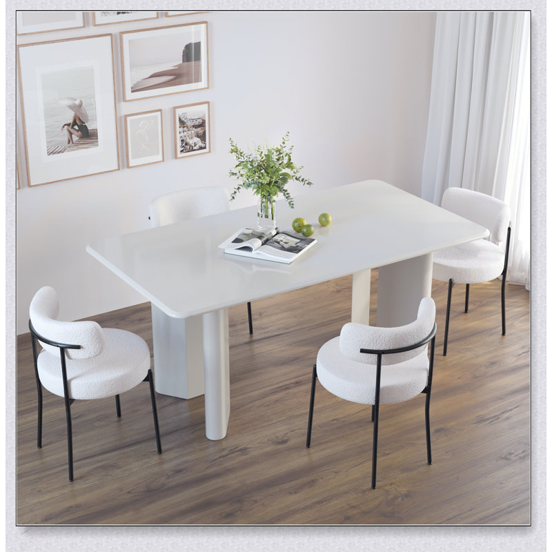 Ensemble de 4 chaises de salle à manger blanches de style Mid-Century moderne, confortables et élégantes, 4